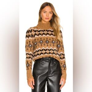 VERONICA BEARD Beaded Chiana Multicolor Fairisle Turtleneck Sweater - US M